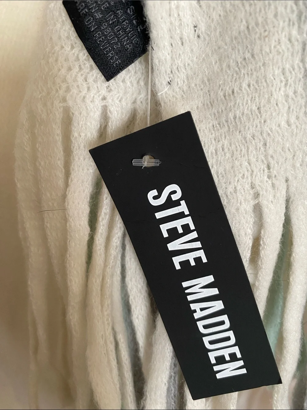 Steve Madden Cream, Mint & Taupe Striped Fringe Scarf